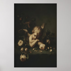 Romantic Gothic Cherub Print, Baroque Valentine Poster
