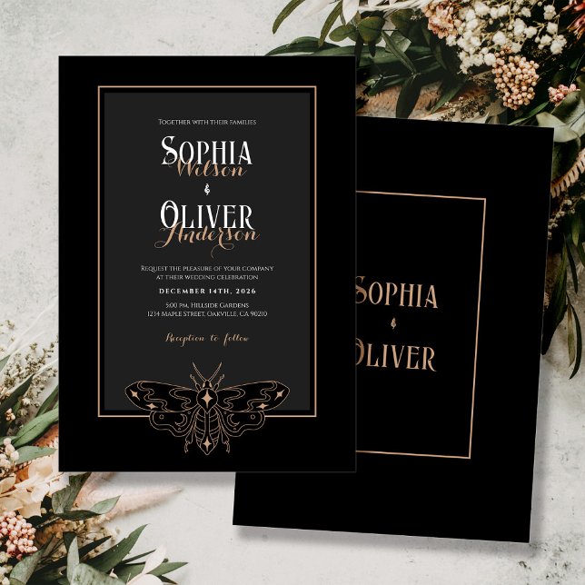 Romantic Gothic dark black wedding Invitation (Creator Uploaded)