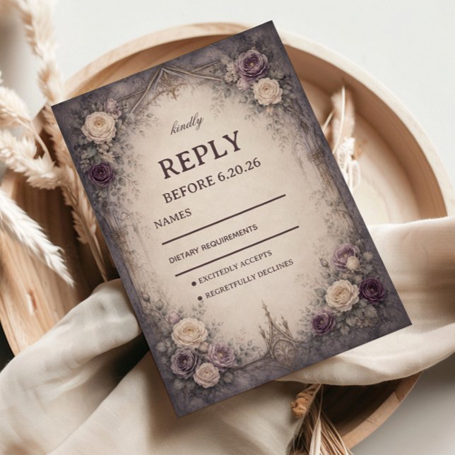 Romantic Gothic Floral RSVP Card (Creator Uploaded)