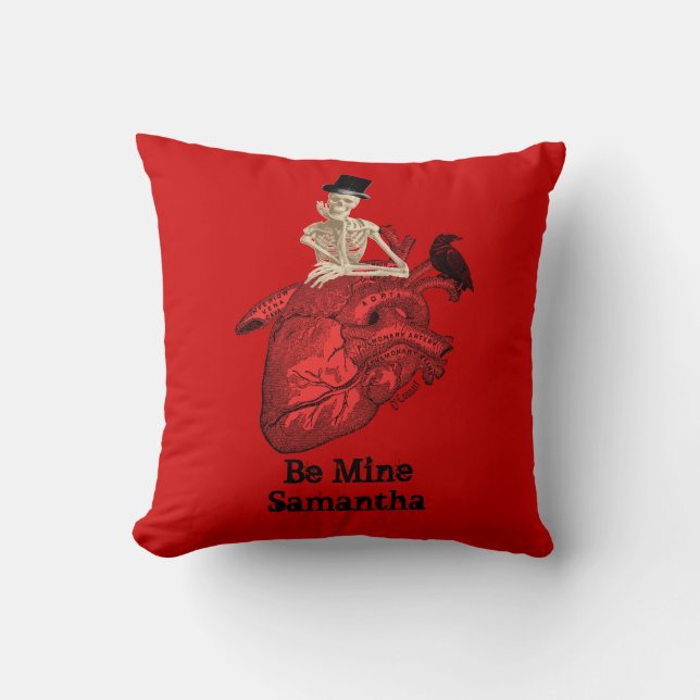 Romantic gothic heart valentines throw pillow (Front)