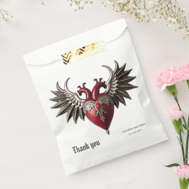 Romantic Gothic icon: heart, rose, skull.  Favour Bag (Sealed)