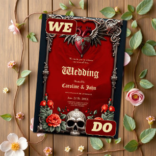 Romantic Gothic icon: heart, rose, skull.  Invitation