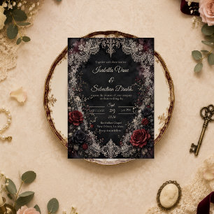Romantic Gothic Lace Wedding Invitation