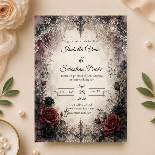 Romantic Gothic Lace Wedding Invitation
