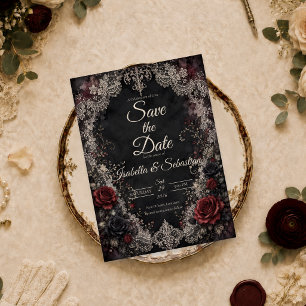 Romantic Gothic Lace Wedding Save The Date
