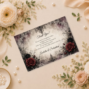 Romantic Gothic Lace Wedding Thank You Card