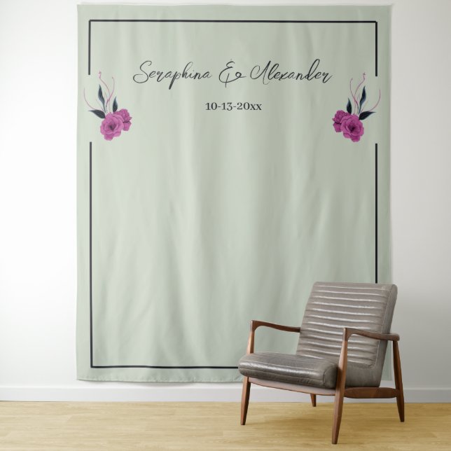 Romantic Gothic Lovers Elegant Wedding Backdrop Tapestry (In Situ)