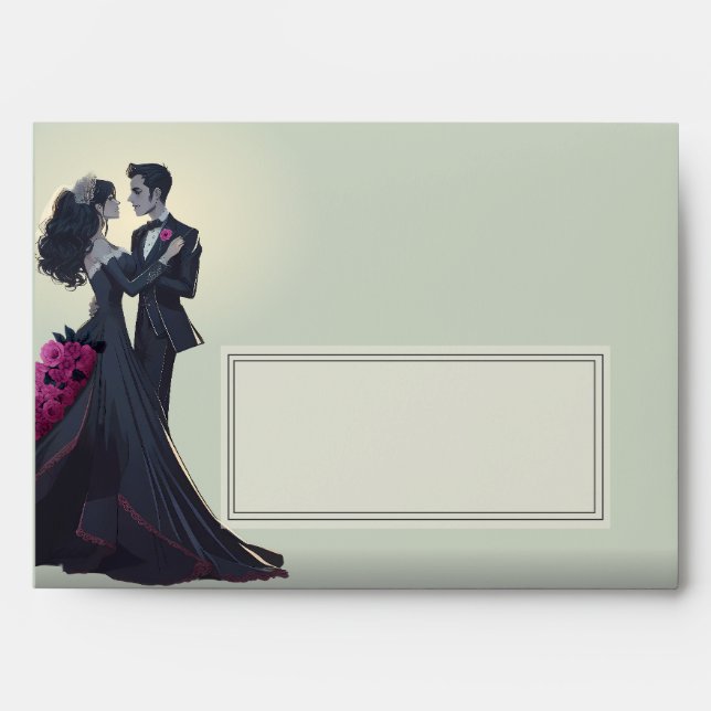 Romantic Gothic Lovers Elegant Wedding Invitation Envelope (Front)