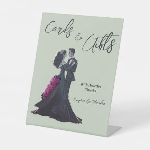 Romantic Gothic Lovers Elegant Wedding Tabletop Pedestal Sign
