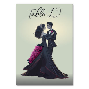 Romantic Gothic Lovers Minimal Elegant Table Number