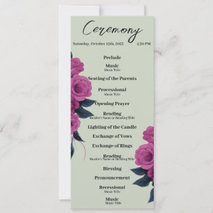 Romantic Gothic Lovers Minimal Wedding Program