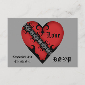 Romantic gothic medieval red heart RSVP Card