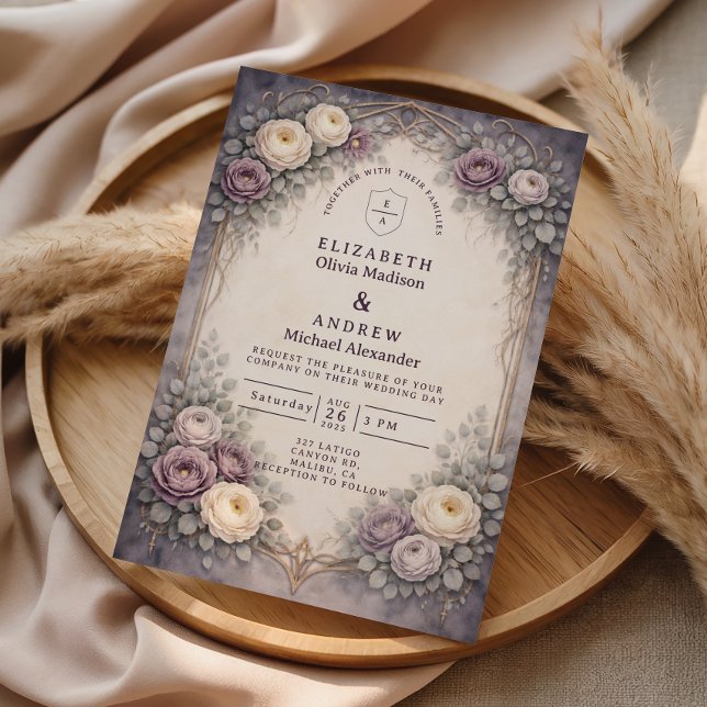 Romantic Gothic Pastel Floral Wedding Invitation (Creator Uploaded)