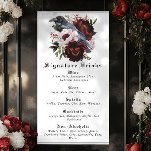 Romantic Gothic Raven Wedding Drinks Bar Menu Banner