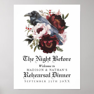Romantic Gothic Raven Wedding Rehearsal Dinner Poster