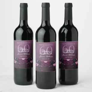 Romantic Gothic Roses & Petals Birthday Wine Label