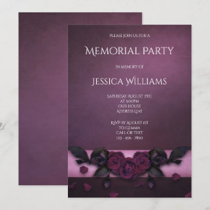 Romantic Gothic Roses & Petals Memorial Party Invitation
