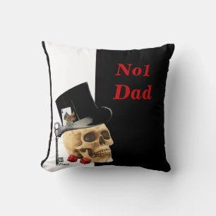 Romantic Gothic skull  gambler fathers day Throw Pillow