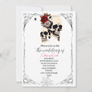 Romantic Gothic skull wedding Invitation