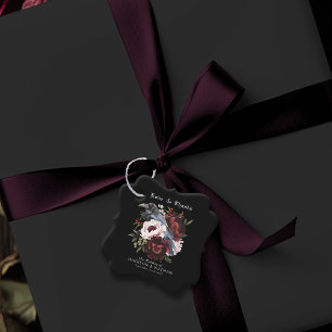 Romantic Gothic Watercolor Raven Floral Wedding Favour Tags