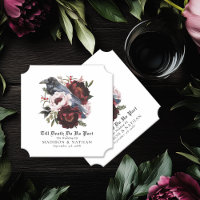 Romantic Gothic Watercolor Raven Floral Wedding 