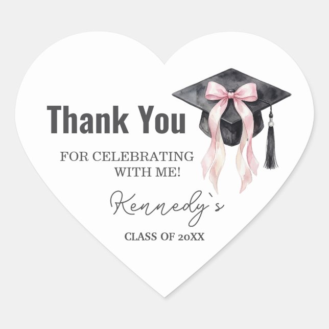 Romantic Graduation Sticker- Black Cap Heart Sticker (Front)