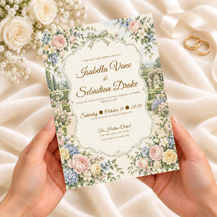 Romantic Grandmillennial Garden Wedding Invitation