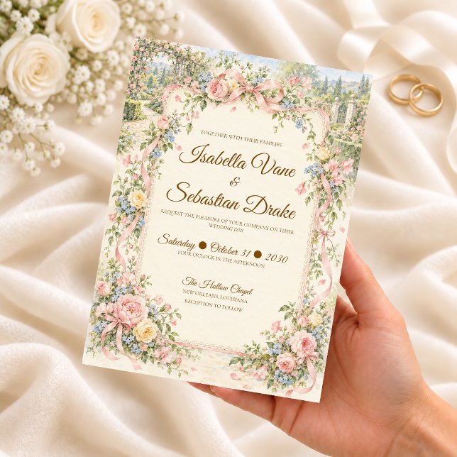 Romantic Grandmillennial Garden Wedding Invitation (Creator Uploaded)