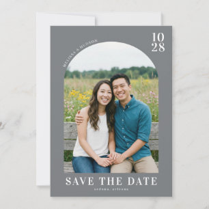 Romantic Gray Minimalist Photo Save The Date