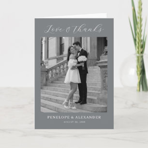 Romantic Gray Vintage Photo Thank You Card