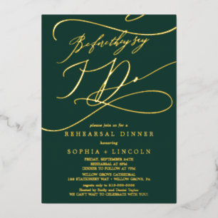 Romantic Green and Gold Foil Before I Do Rehearsal