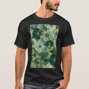 Romantic Green Botanical Bloom Pattern T-Shirt