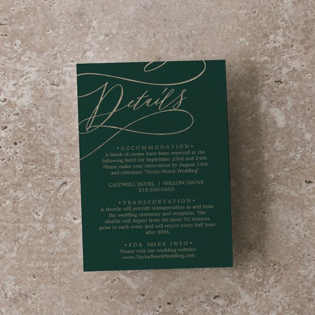 Romantic Green Calligraphy Details Enclosure Card (Creator Uploaded)