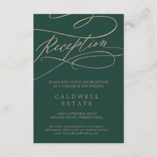 Romantic Green Calligraphy Reception Insert Card