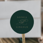 Romantic Green Calligraphy Wedding Envelope Seals<br><div class="desc">These romantic green calligraphy wedding envelope seals are perfect for a simple wedding. The modern classic design features fancy swirls and whimsical flourishes with gorgeous elegant hand lettered faux champagne gold foil typography. Personalize the label with the names of the bride and groom. Please Note: This design does not feature...</div>