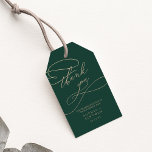 Romantic Green Calligraphy Wedding Favour Gift Tags<br><div class="desc">These romantic green calligraphy wedding favour gift tags are perfect for a simple wedding. The modern classic design features fancy swirls and whimsical flourishes with gorgeous elegant hand lettered faux champagne gold foil typography. Personalize the labels with your names and the date. Change the wording to suit any event: bridal...</div>