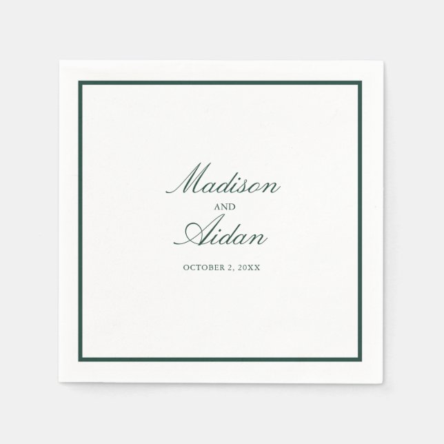 Romantic Green Custom Wedding Napkins (Front)