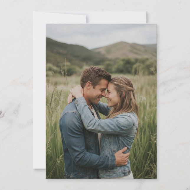 Romantic Green Denim Photo Invitation (Front)