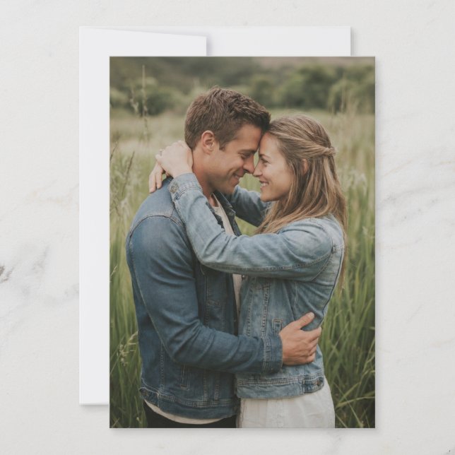 Romantic Green Denim Photo Invitation (Front)