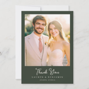 Romantic Green Elegant Photo Thank You Card