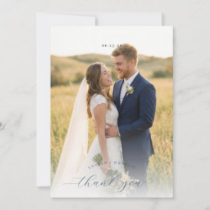 Romantic Green Elegant Photo Thank You Card