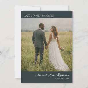 Romantic Green Elegant Photo Thank You Card