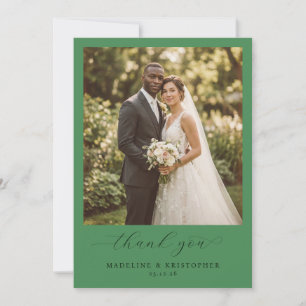 Romantic Green Elegant Photo Thank You Card