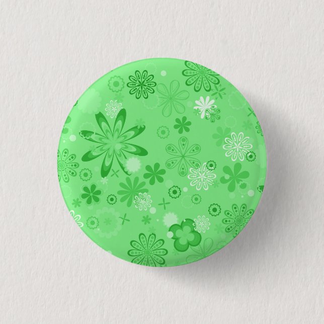 Romantic Green Floral Pattern 1 Inch Round Button (Front)