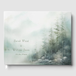Romantic green forest Wedding Guest Book