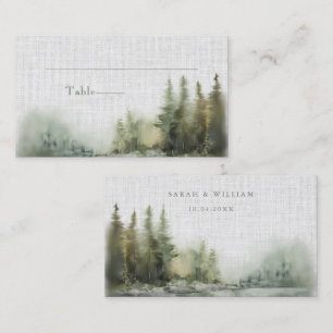 Romantic green forest Wedding Place Card