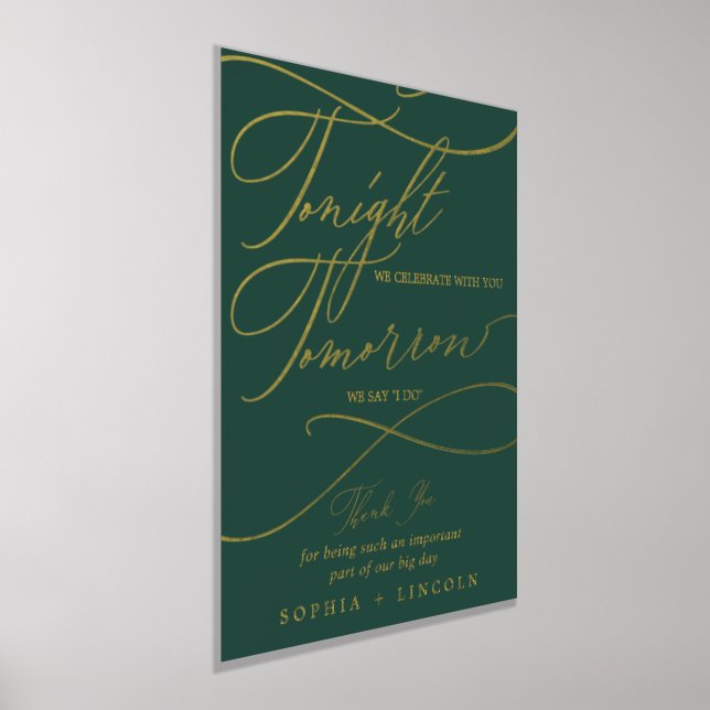 Romantic Green Gold Foil Tomorrow I Do Rehearsal Prints (Laydown)