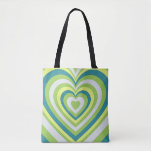 Romantic Green Heart Whimsical Valentine’s Day Tote Bag