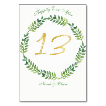 Romantic Green Leaves -  Wedding table card13 ring