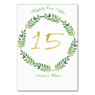 Romantic Green Leaves - Wedding table card15ring Table Number